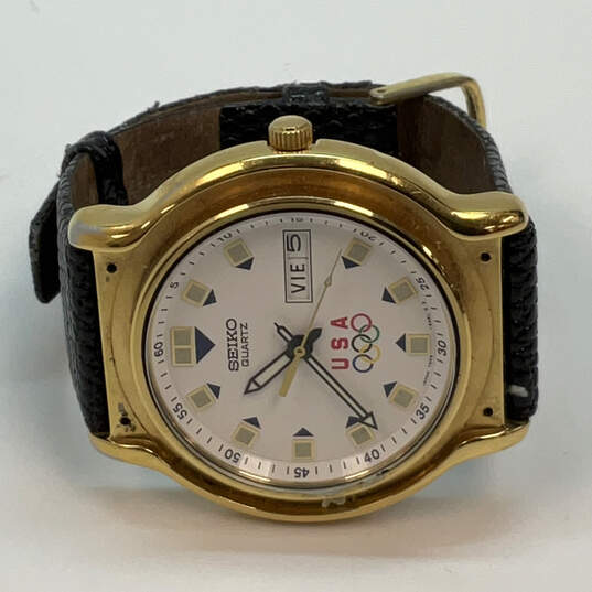 Designer Seiko Olympics White Round Dial Stainless Steel Analog Wristwatch image number 2