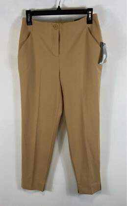 NWT Worthington Womens Brown Slash Pockets Flat Front Chino Pants Size 4P
