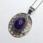 Sterling Silver Amethyst Scroll Pendant Rope Twist Necklace 18 1/2 18.4g image number 2
