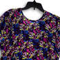 NWT Womens Multicolor Abstract Flutter Sleeve Round Neck Blouse Top Size S image number 4