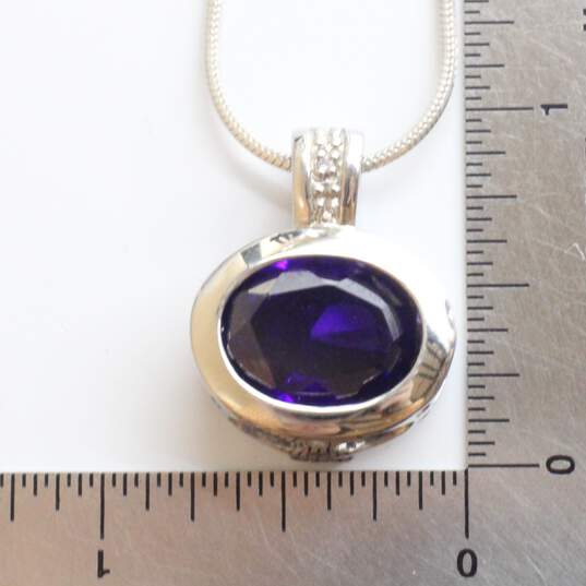 Sterling Silver Diamond Accent Purple Cubic Zirconia Pendant Necklace - 12.7g image number 6