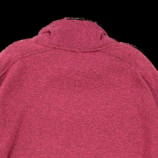 Mens Red Mock Neck Pockets Long Sleeve Pullover Sweatshirt Size Medium image number 4