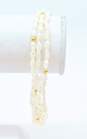 14K Gold Clasp & Ball & White Freshwater Pearl Beaded Multi Strand Bracelet 6.8g image number 1