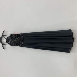 NWT Womens Black Sleeveless Beaded Back Zip Keyhole Front Maxi Dress Sz 00
