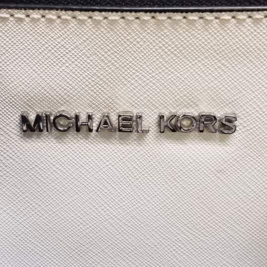 Michael Kors Saffiano Leather Sutton Satchel Black White image number 8