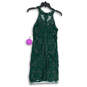 NWT Womens Green Beaded Round Neck Back Zip Knee Length Sheath Dress Size S image number 2