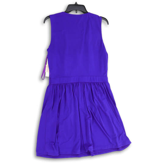 NWT Womens Blue Sleeveless Round Neck Short Fit & Flare Dress Size 12 image number 2