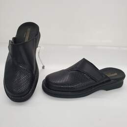 Clacks Collection  Womens Woven Look Black Leather Slip On Mules Shoes Sz 7