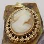 Vintage 14K Yellow Gold Carved Shell Cameo Pendant 3.5g image number 4
