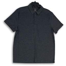 NWT Alfani Mens Gray Space Dye Spread Collar Stretch Polo Shirt Size Large