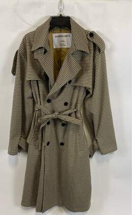 Dissimilarity Womens Black White Check Belted Double Breasted Trench Coat Size L