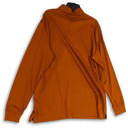 Mens Orange Collared Long Sleeve Side Slit Golf Polo Shirt Size XL 46-48 alternative image