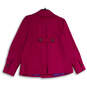 Womens Pink Notch Lapel Long Sleeve Double Breasted Peacoat Size Large image number 2