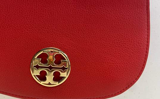 Tory Burch Leather Jamie Clutch Crossbody Cherry Red image number 7