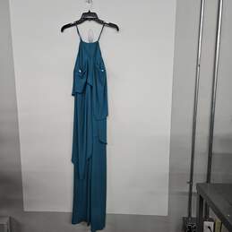 Blue High Neck Sleeveless Tiered Bridesmaid Gown alternative image