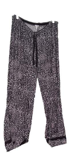 Womens Gray Leopard Print Elastic Waist Pajama Pant Size Large