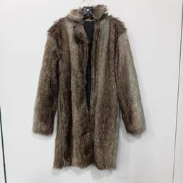 Women's Brown Multicolor Faux Fur Coat
