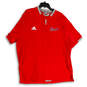 Mens Red Short Sleeve Quarter Zip Kangaroo Pocket Athletic Jacket Size XL image number 3
