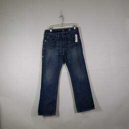 Mens Regular Fit Low Rise Medium Wash Denim Bootcut Leg Jeans Size 32/32
