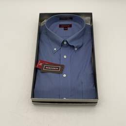 NWT Nordstrom Rack Mens Blue Stripe Collared Button Up Shirt Size 17.5-35
