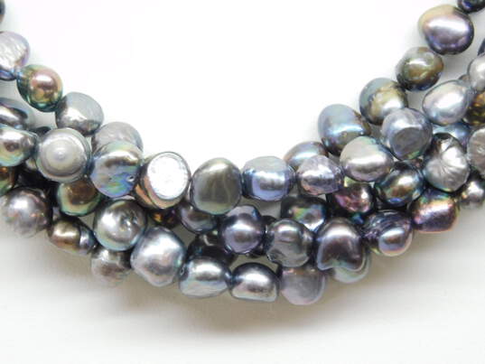 Artisan Silver Tone Multi Strand Pearl Necklace image number 2