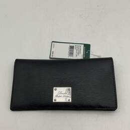 NWT Womens Black Sloan Street Leather Inner Various Card Slot Bifold Wallet
