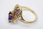 14K Yellow Gold Amethyst, Spinel & Diamond Ring, Size 4 - 3.4g image number 3