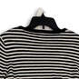 NWT Womens Black White Striped Shoulder Button Pullover Sweater Size Small image number 4