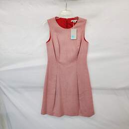 Boden Red & White Cotton Blend Lined Midi Shift Dress WM Size 6 NWT