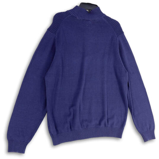 NWT Mens Blue Tight-Knit 1/4 Zip Mock Neck Long Sleeve Pullover Sweater XL image number 2
