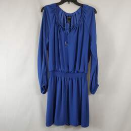 White House Black Market Women's Blue Long Sleeve Mini Dress SZ 12