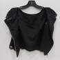 Women's Black Laced Zip Boat Neck Top Size 2 image number 3