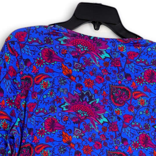 Womens Multicolor Tamuri Floral Beaded 3/4 Sleeve Pullover Tunic Top Sz PXS image number 4