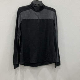 NWT Womens Black Gray Long Sleeve Quarter Zip Pullover T-Shirt Size XL