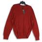 NWT Mens Red Tight-Knit V-Neck Long Sleeve Pullover Sweater Large image number 1