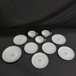 Bundle of Assorted White Noritake Saucer, Tea Cups & Plates w/ Floral Design