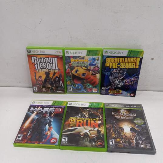 Bundle of 6 Microsoft Xbox 360 Mixed Genre Video Games image number 1