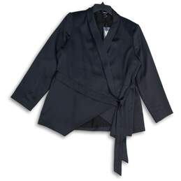NWT Express Womens Black Peak Collar Long Sleeve Tie Waist Blazer Jacket Size XL