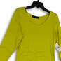 NWT Womens Yellow Ruched Round Neck Long Sleeve Bodycon Dress Size 0 image number 3