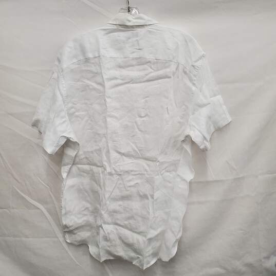 NWT Michael Kors MN's Basic White Slim Fit 100% Linen Short Sleeve Shirt Size XL image number 2