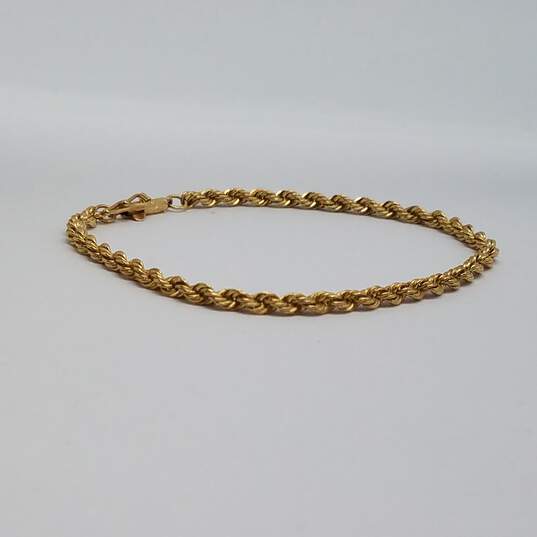14k Gold 3mm Rope Chain Bracelet 5.2g image number 6
