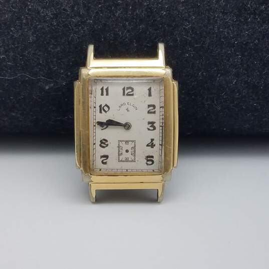 Lord Elgin E 158086 21 Jewels 26mm 14k GF Case Sub Dial Vintage Watch image number 1