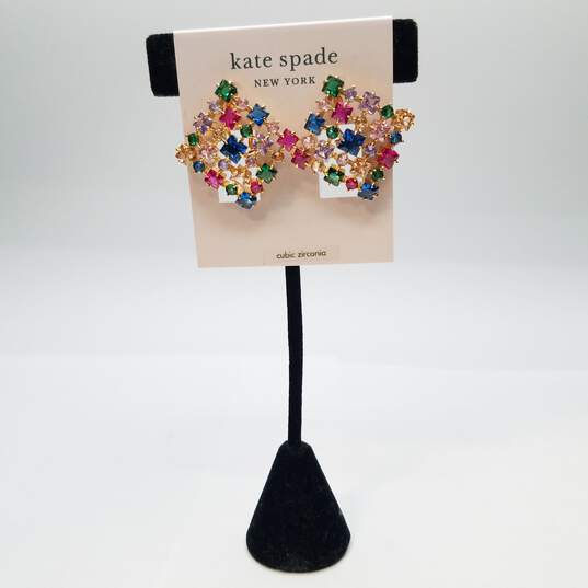 Kate Spade New York Rainbow Gemstone Square Ladies clip-on Earrings NWT image number 1