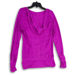 Womens Purple Long Sleeve Kangaroo Pocket Pullover Hoodie Size Large alternative image