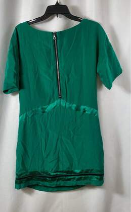 Rag & Bone Womens Green Silk Short Sleeve Round Neck Back Zip Mini Dress Size 0 alternative image