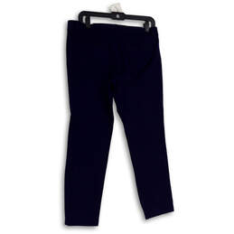 Womens Blue Flat Front Straight Leg Pockets Classic Ankle Pants Size 8