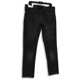NWT Womens Black Dark Wash Distressed Stretch Denim Straight Jeans Sz 36/34 alternative image