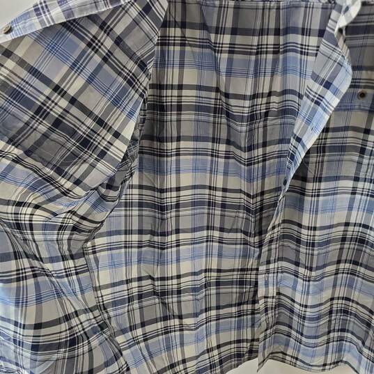 Prana Men's Blue Plaid Short Sleeve Button Up Nylon Shirt Size L image number 3