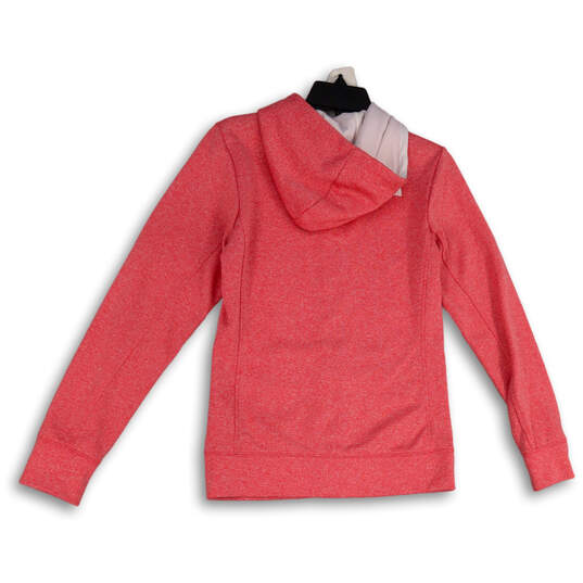 Womens Pink Thumbhole Long Sleeve Pockets Hooded Full-Zip Hoodie Size S image number 2
