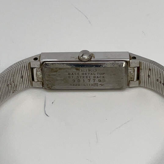Designer Seiko Silver-Tone Rectangular Dial Chain Strap Analog Wristwatch image number 4